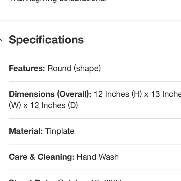 12"x13" Decorative Metal Pie Carrier - John Derian for Target LAST ONE - Picture 4 of 4